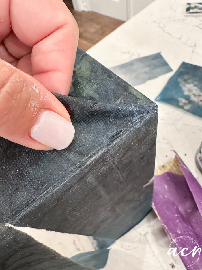 showing where I sanded corner