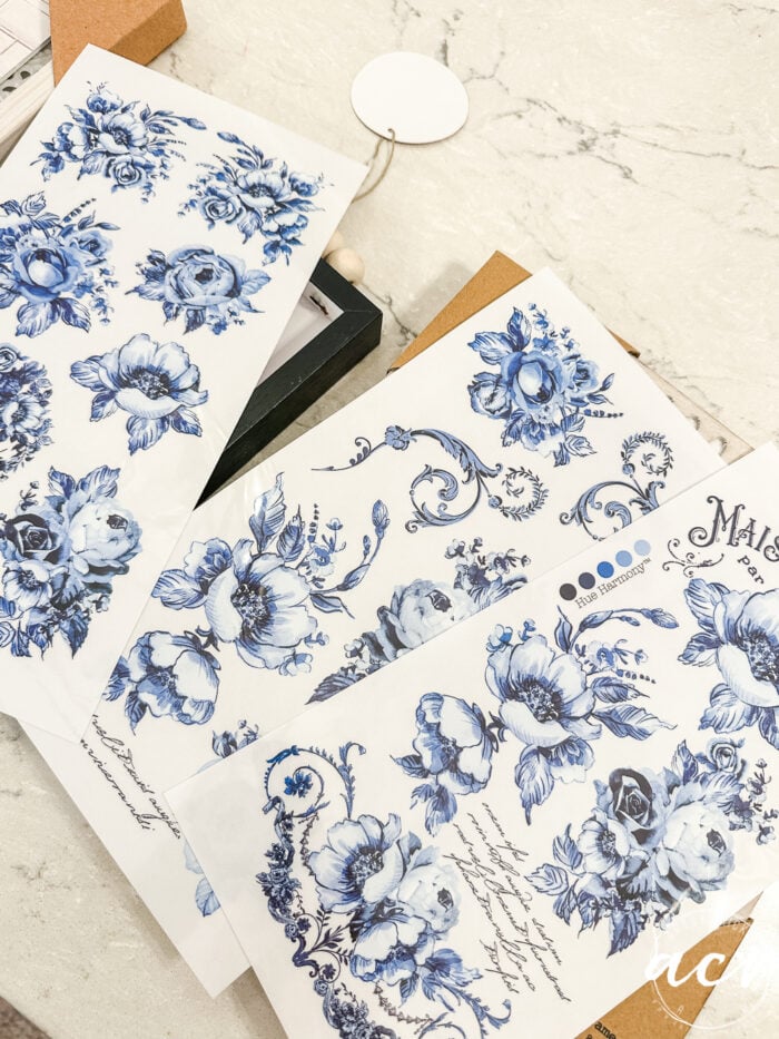 blue roses and flowers transfer