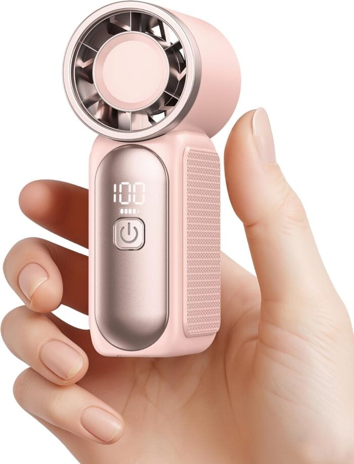 pink small hand held fan