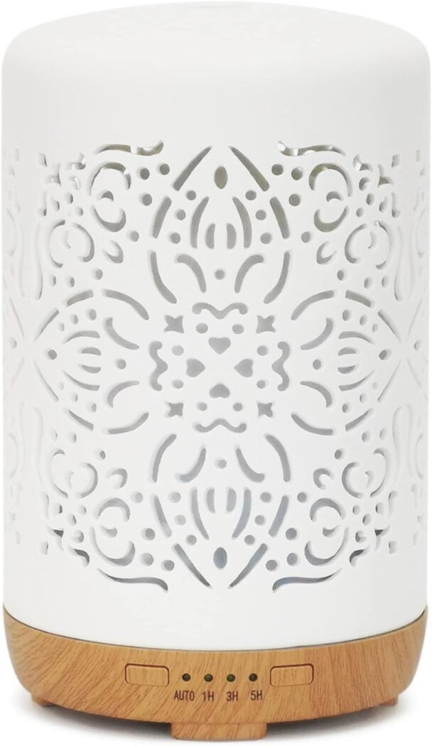 white decorative ceramic diffuser