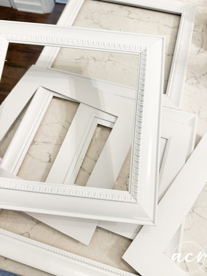frames and mats painted white