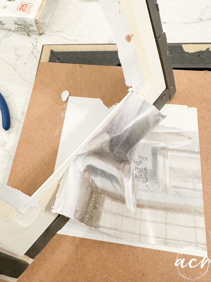 pulling off old prints from mat