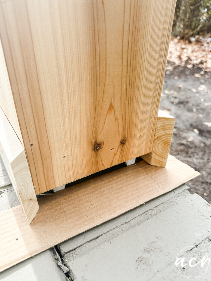 cedar column at bottom showing spacing