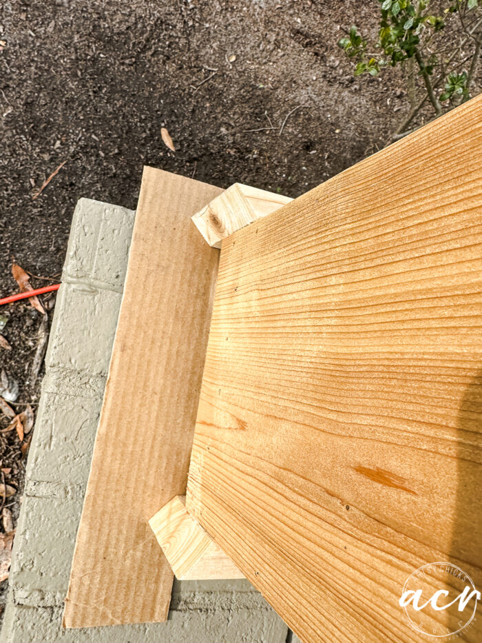 cedar column at bottom showing spacing