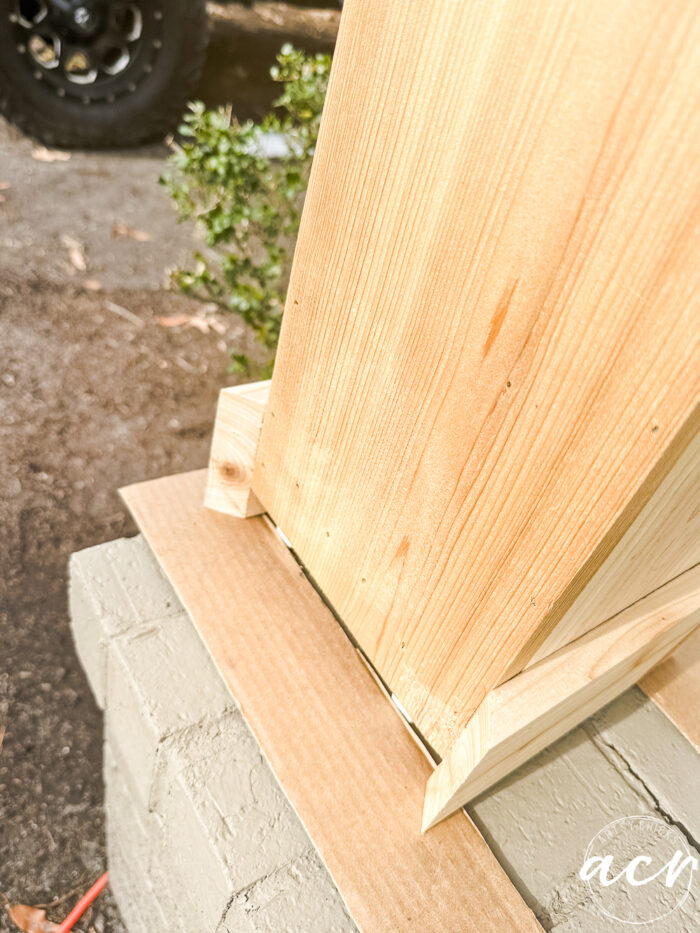 cedar column at bottom showing spacing