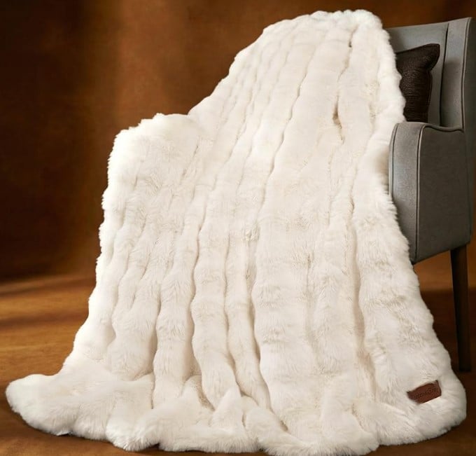 fluffy off white blanket