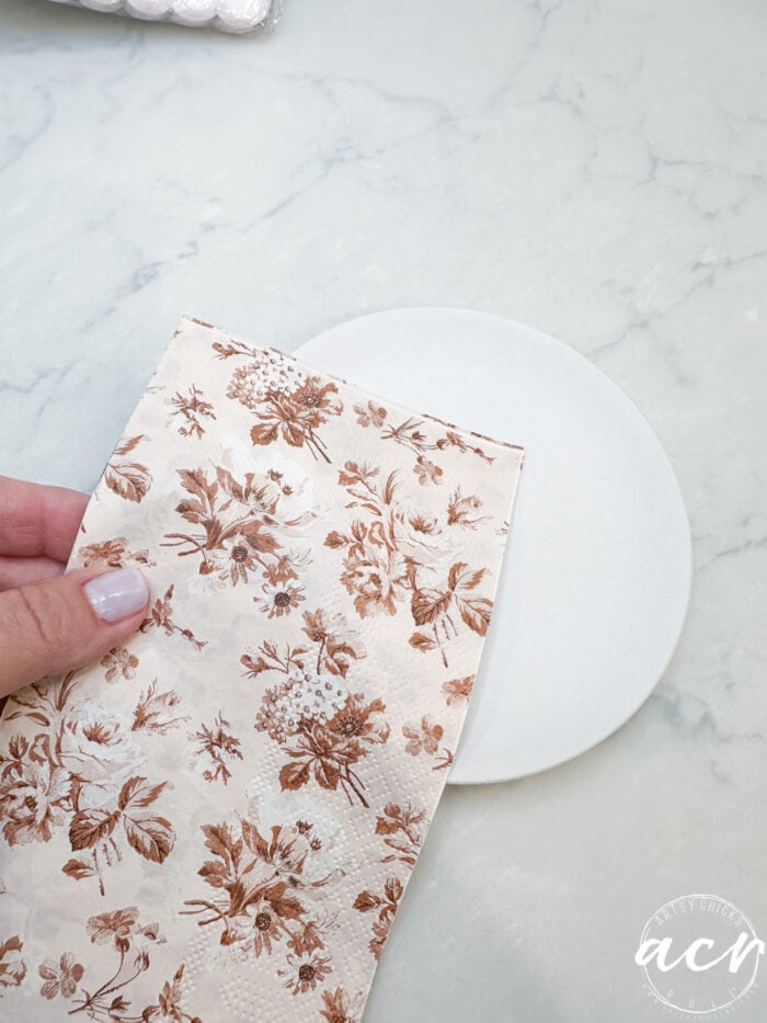 beige napkin with floral