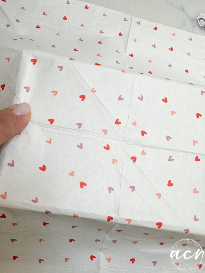 napkin with tiny red and pink hearts