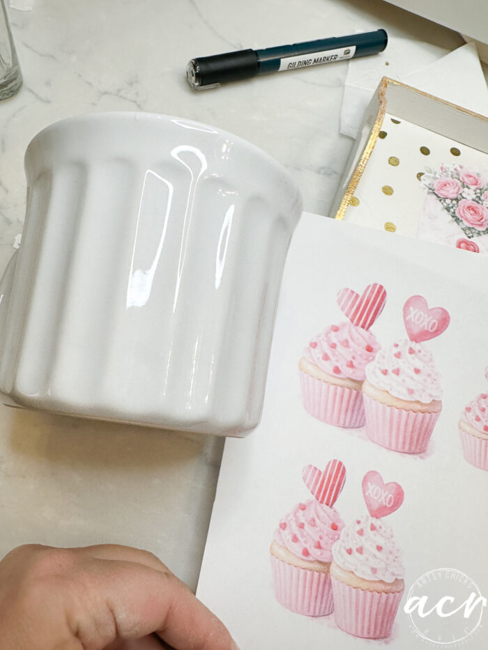 white ceramic mug with printables 