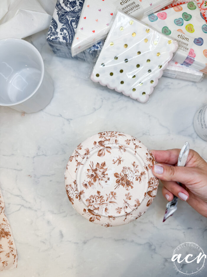 back of plate covered in a napkin