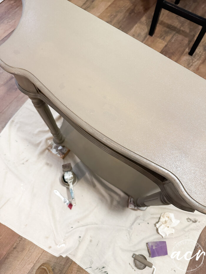 showing the top view of the painted table