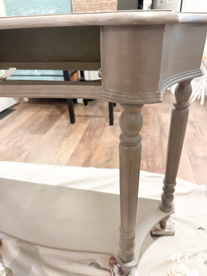 side view of one coat of paint