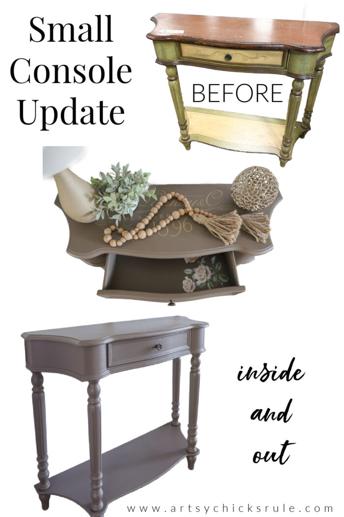 This small console table makeover restored the beauty of this beat-up piece. Great design, just needed a little love...and paint! artsychicksrule.com
