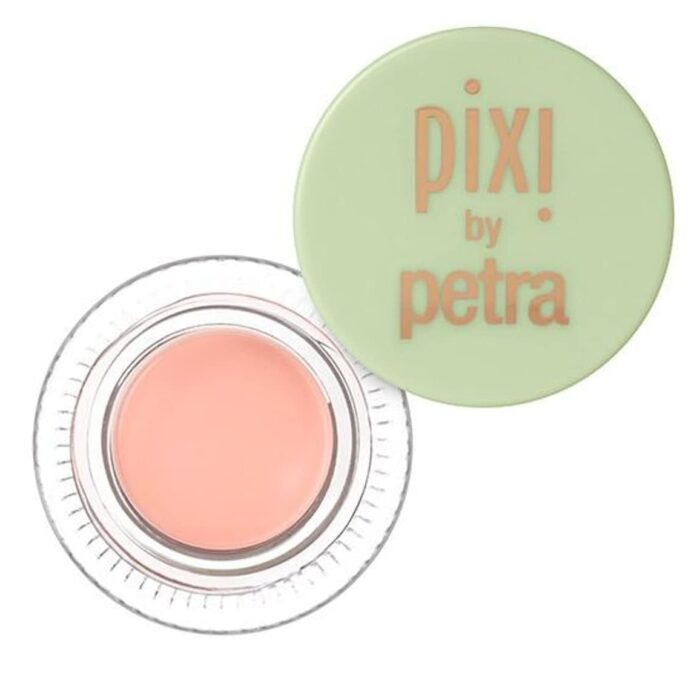 An open container of Pixi by Petra makeup with a mint green lid displays the brand&rsquo;s name in peach letters. The creamy, light pink shade inside is one of my Amazon Finds and definitely among the Things I'm Loving right now.