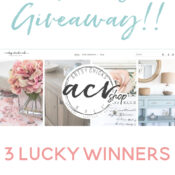 Spring Giveaway announcement with images of home decor, text says: 3 Lucky Winners $100 Each! Features the Artsy Chicks Rule shop logo&mdash;don&rsquo;t miss your chance at our 2025 Giveaway celebration!.